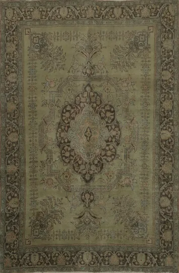 Vintage Distressed Tabriz Persian Area Rug 9x13
