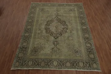 Vintage Distressed Tabriz Persian Area Rug 9x13