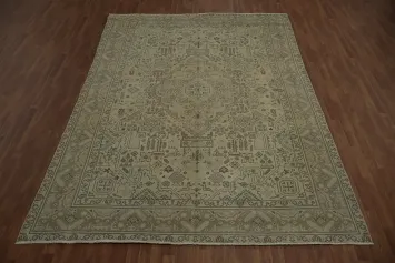 Classic Tabriz Persian Area Rug 8x12 in Earthy Tones and Patterns