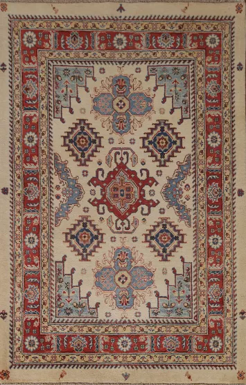 Geometric Kazak Oriental Rug 4x6