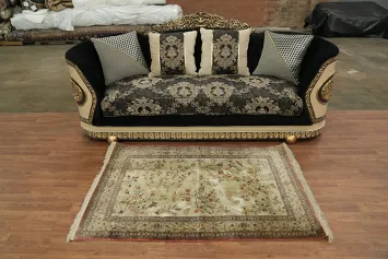 100% Silk Qum Persian Area Rug 4x5