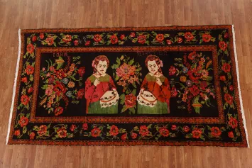 Vegetable Dye Karabagh Pictorial Area Rug 5x9