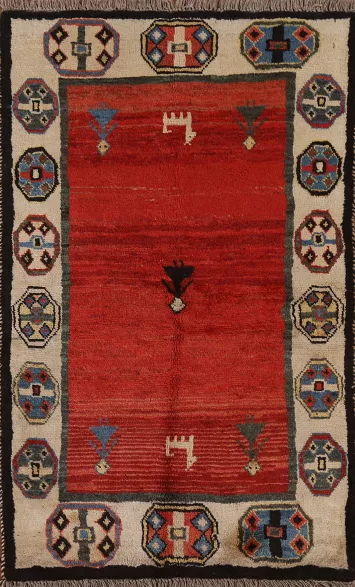 Tribal Red Gabbeh Persian Area Rug 4x6
