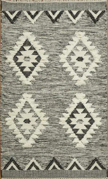 Black/ Ivory Durrie Kilim Oriental Area Rug 3x5
