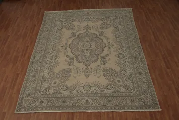 Classic Tabriz Persian Area Rug 9x13 Intricate Medallion and Border Pattern