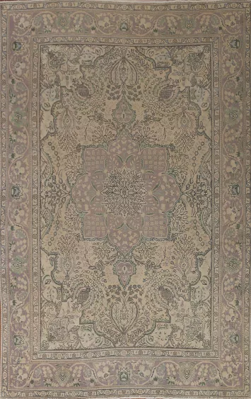 Distressed Floral Tabriz Persian Area Rug 8x11