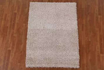 Ivory Shaggy Oriental Area Rug 4x6