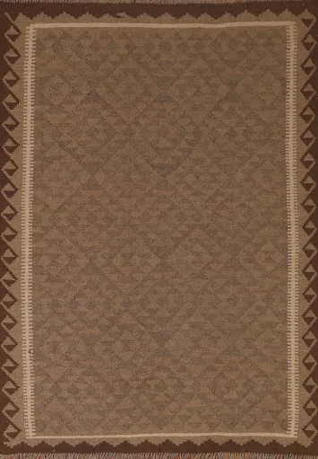 Brown Wool Kilim Oriental Area Rug 5x6