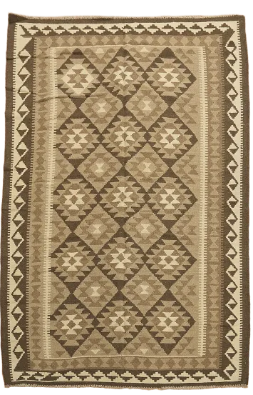 Brown Wool Kilim Tribal Area Rug 5x8