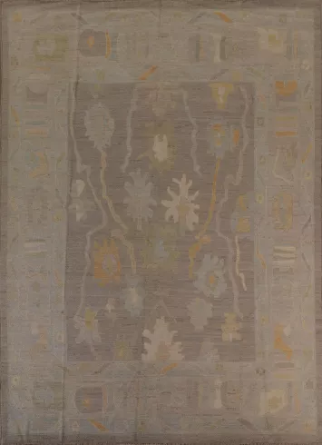 Earth Tone Wool Oushak Vegetable Dye Area Rug 8x10