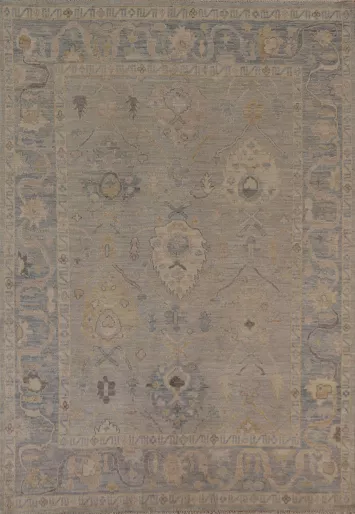 Floral Oushak Vegetable Dye Area Rug 7x9