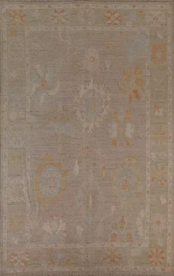 Floral Oushak Vegetable Dye Area Rug 6x9