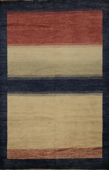 Three-Color Gabbeh Kashkoli Area Rug 7x8 Perfect for Urban Living Spaces