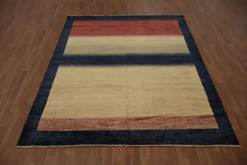 Three-Color Gabbeh Kashkoli Area Rug 7x8 Perfect for Urban Living Spaces