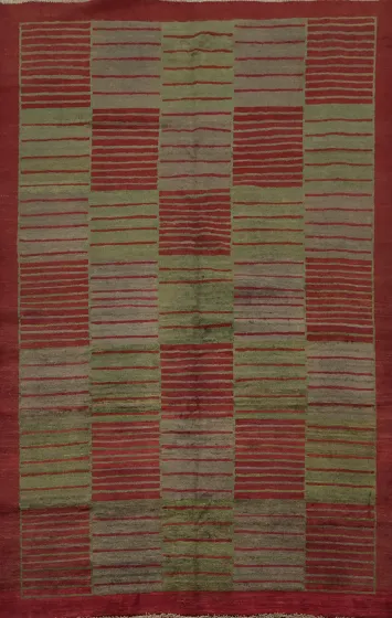 Checkered Gabbeh Kashkoli Wool Area Rug 6x9