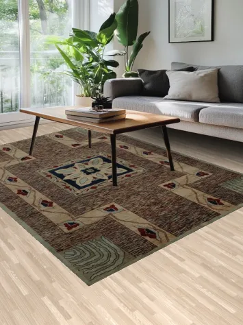 Geometric Gabbeh Kashkoli Area Rug 7x10 for Living Room Harmony