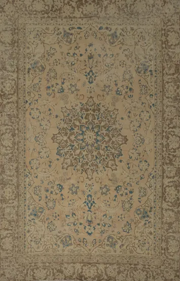 Distressed Floral Tabriz Persian Area Rug 7x11