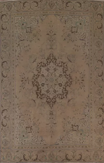 Distressed Vintage Tabriz Persian Area Rug 8x11
