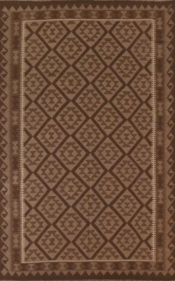 Brown Wool Kilim Oriental Area Rug 7x10