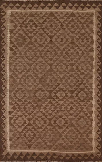 Hand-Woven Wool Kilim Area Rug 5x8