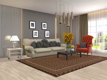 Brown Wool Kilim Oriental Area Rug 7x10