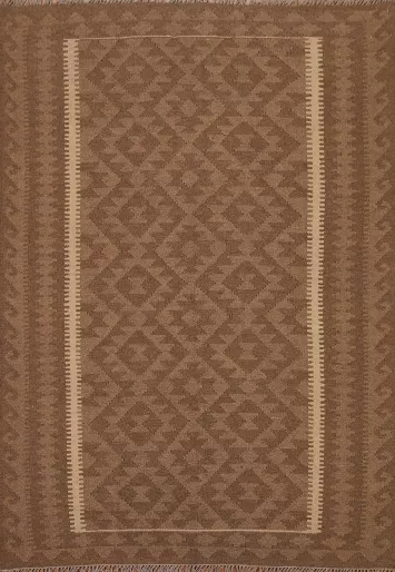 Brown Wool Kilim Oriental Area Rug 5x7