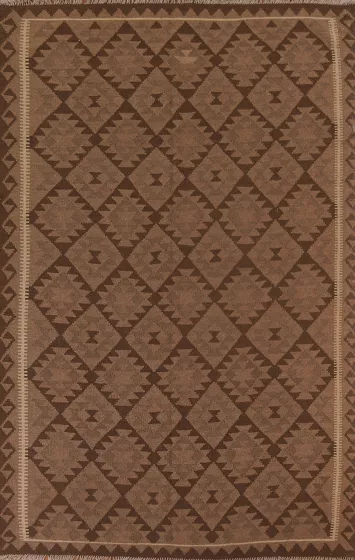 Brown Wool Kilim Oriental Area Rug 7x10