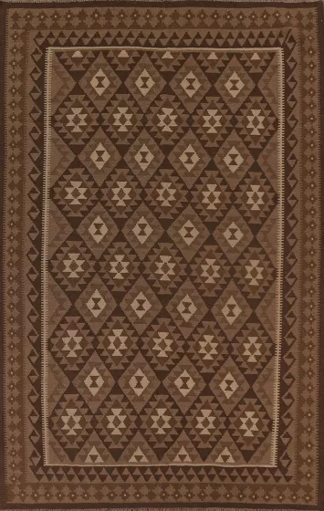 Brown Wool Kilim Oriental Area Rug 7x10