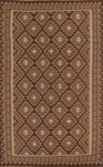 Brown Wool Kilim Oriental Area Rug 7x10