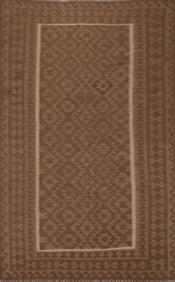 Brown Kilim Geometric Area Rug 7x10