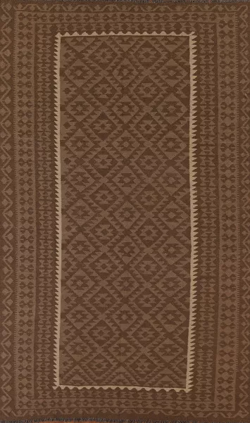 Brown Wool Kilim Tribal Area Rug 7x10