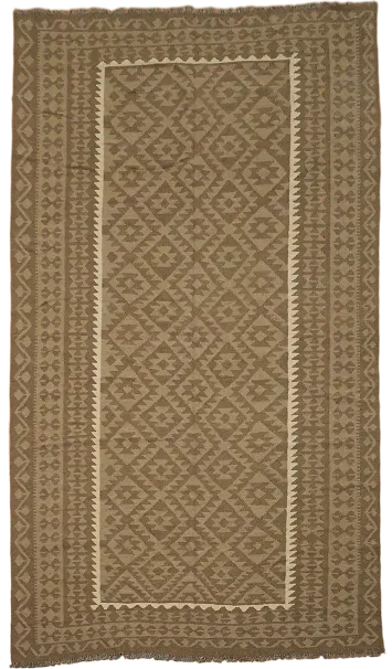 Brown Wool Kilim Tribal Area Rug 7x10