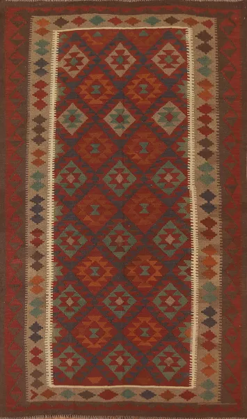 Geometric Wool Kilim Area Rug 6x10