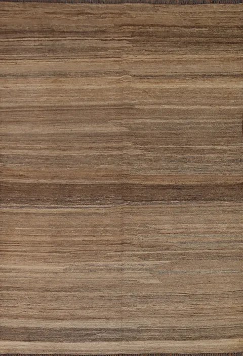 Earth Tone Kilim Modern Wool Area Rug 5x7