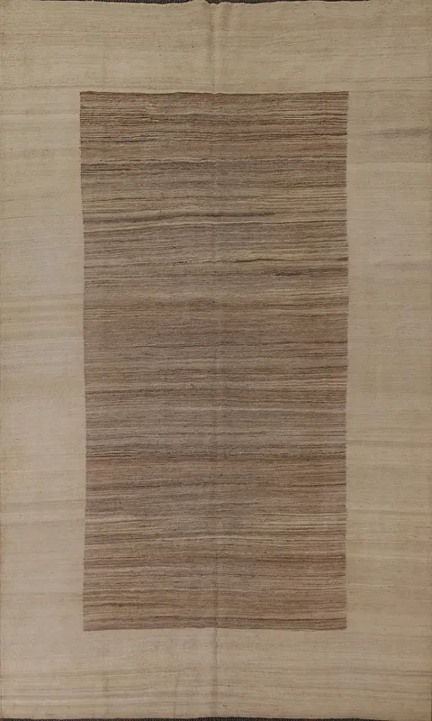 Modern Kilim Earth Tone Wool Area Rug 7x10