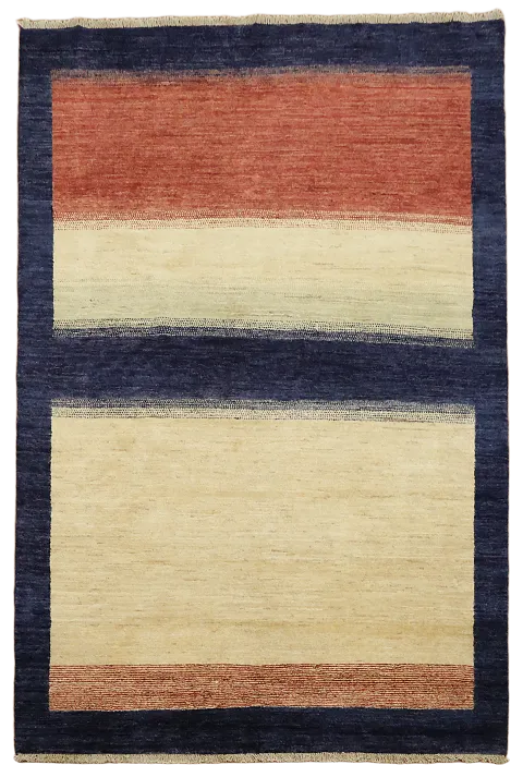 Modern Gabbeh Kashkoli Wool Area Rug 5x6