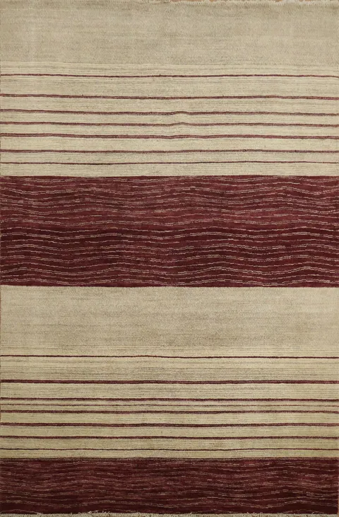 Striped Gabbeh Kashkoli Wool Area Rug 6x9