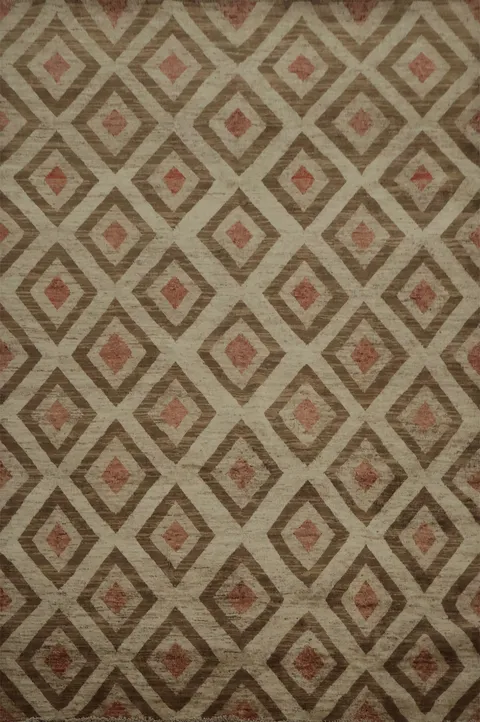 Modern Diamond Gabbeh Kashkoli Area Rug 6x8 in Earthy Tones