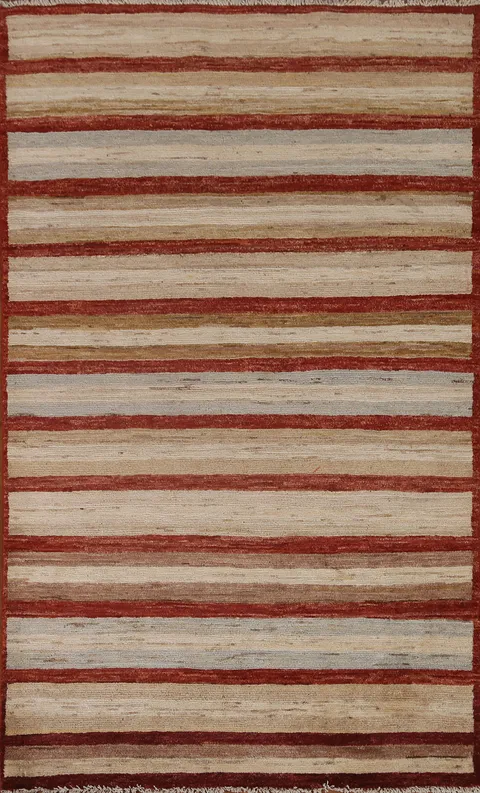 Striped Gabbeh Kashkoli Oriental Area Rug 4x6