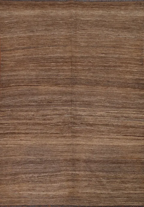 Brown Kilim Earth Tone Wool Area Rug 5x7