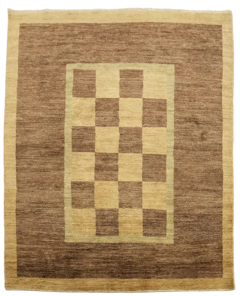 Checkered Gabbeh Vegetable Dye Area Rug 5x6