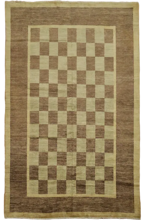 Chic Brown and Beige Checkered Rug for Contemporary Spaces 7x10