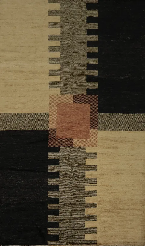Vegetable Dye Gabbeh Area Rug 7x10 Blend of Neutral Earth Tones
