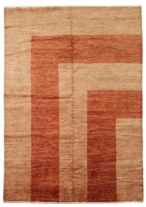 Warm-toned geometric design rug for modern interiors 6x8