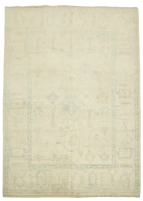Vegetable Dye Oushak Turkish Area Rug 5x7