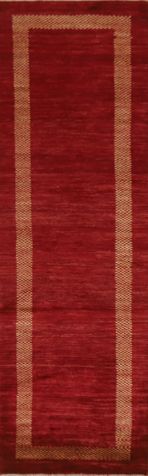 Red Modern Gabbeh Oriental Runner Rug 3x10