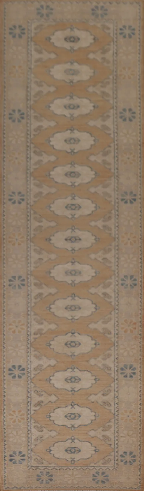 Vegetable Dye Oushak Turkish Runner Rug 3x13
