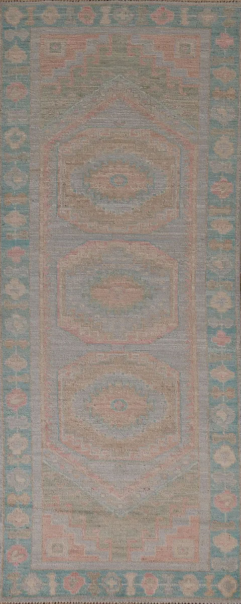 Vegetable Dye Oushak Turkish Runner Rug 3x8