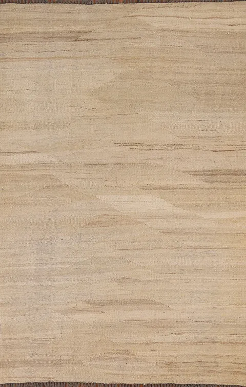 Earth Tone Kilim Modern Flat-Weave Beige Rug 4x5