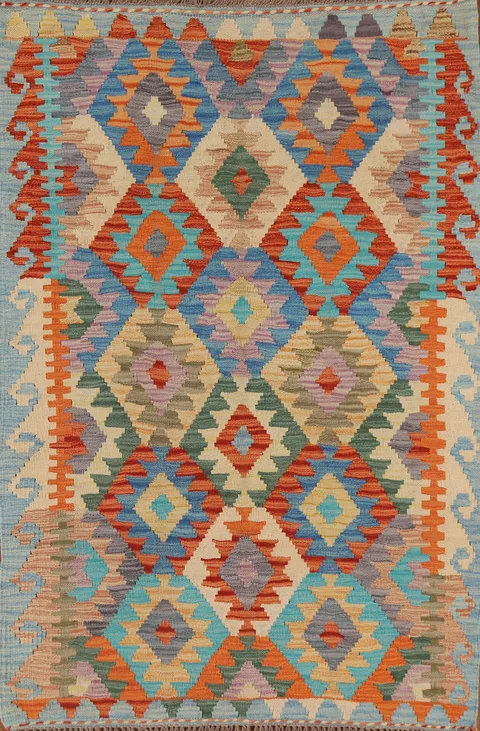 Multi-Color Kilim Oriental Area Rug 3x5
